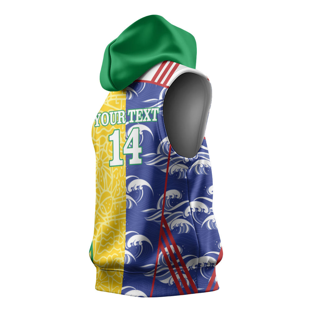 Custom Brazil and Japan Football 2026 Sleeveless Hoodie Selecao Samurai Blue Together