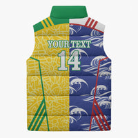 Custom Brazil and Japan Football 2026 Sleeveless Puffer Jacket Selecao Samurai Blue Together
