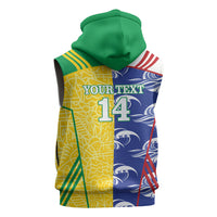 Custom Brazil and Japan Football 2026 Sleeveless Zip Hoodie Selecao Samurai Blue Together