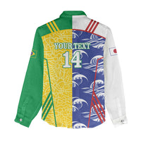 Custom Brazil and Japan Football 2026 Women Casual Shirt Selecao Samurai Blue Together