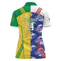 Custom Brazil and Japan Football 2026 Women Polo Shirt Selecao Samurai Blue Together