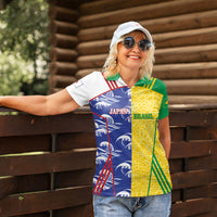 Custom Brazil and Japan Football 2026 Women Polo Shirt Selecao Samurai Blue Together