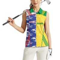 Custom Brazil and Japan Football 2026 Women Sleeveless Polo Shirt Selecao Samurai Blue Together