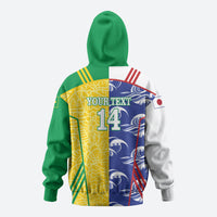 Custom Brazil and Japan Football 2026 Zip Hoodie Selecao Samurai Blue Together