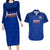 Haiti Football Couples Matching Long Sleeve Bodycon Dress and Hawaiian Shirt Les Grenadieres 2023 World Cup Blue Version - Wonder Print Shop