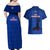 Haiti Football Couples Matching Off Shoulder Maxi Dress and Hawaiian Shirt Les Grenadieres 2023 World Cup Blue Version - Wonder Print Shop