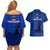 Haiti Football Couples Matching Off Shoulder Short Dress and Hawaiian Shirt Les Grenadieres 2023 World Cup Blue Version - Wonder Print Shop
