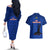 Haiti Football Couples Matching Off The Shoulder Long Sleeve Dress and Hawaiian Shirt Les Grenadieres 2023 World Cup Blue Version - Wonder Print Shop
