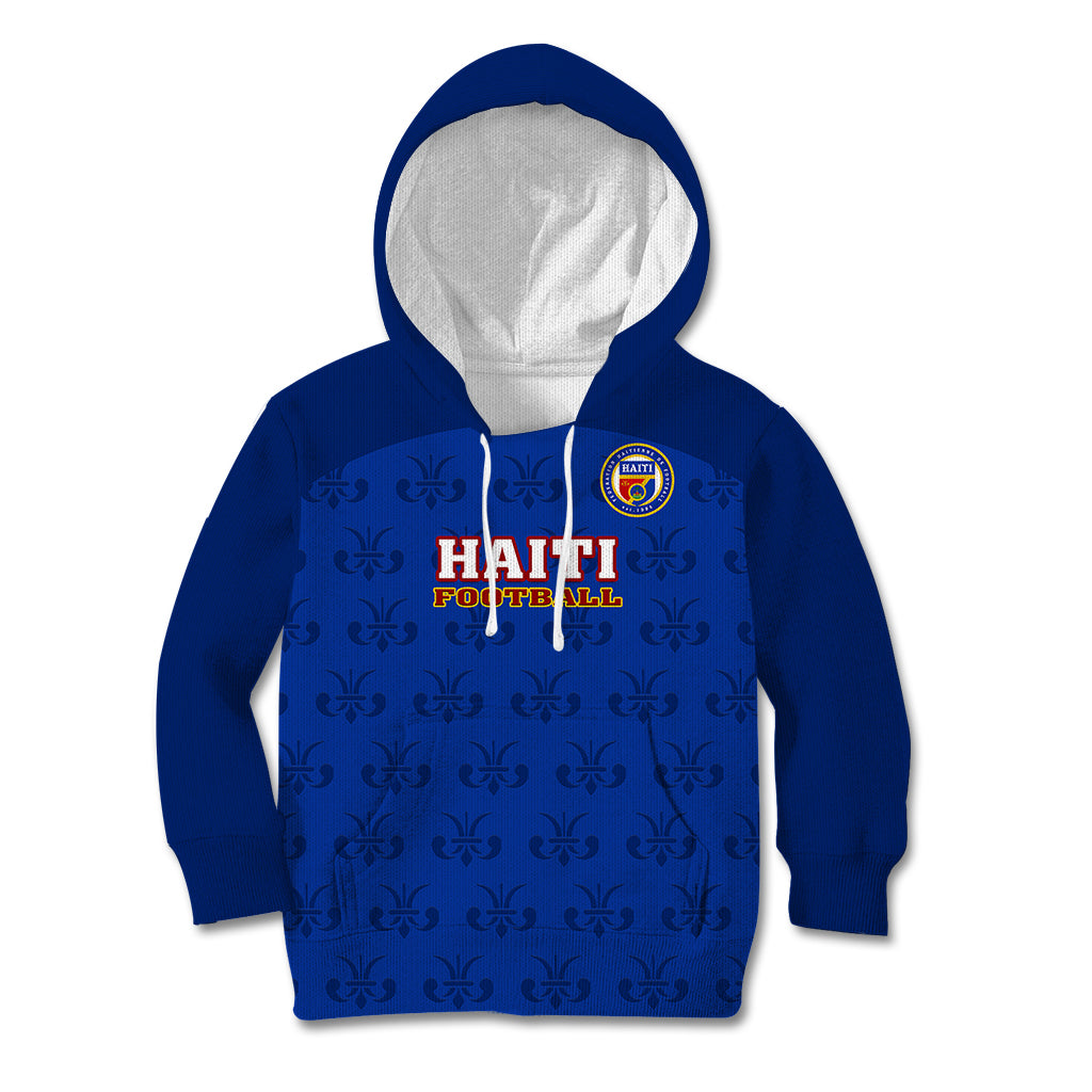 Haiti Football Kid Hoodie Les Grenadieres 2023 World Cup Blue Version - Wonder Print Shop