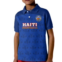 Haiti Football Kid Polo Shirt Les Grenadieres 2023 World Cup Blue Version - Wonder Print Shop