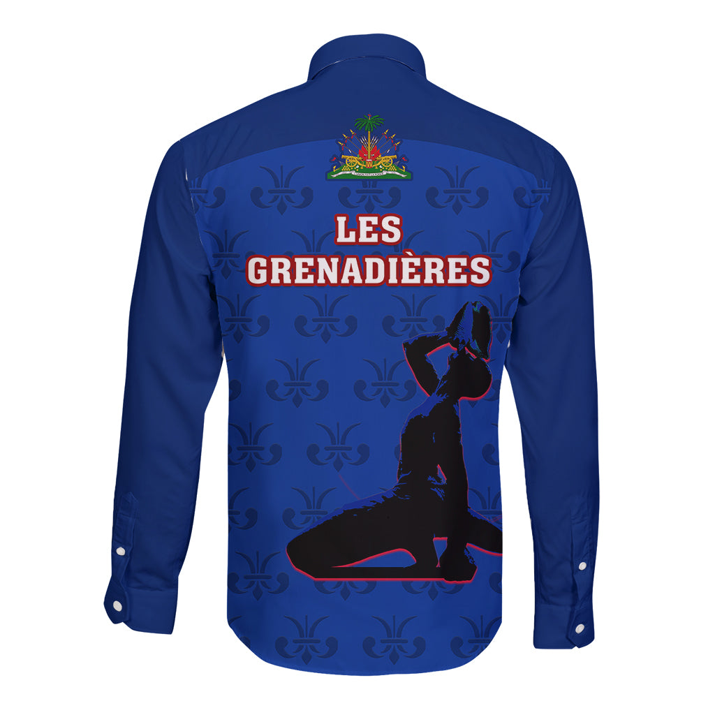 Haiti Football Long Sleeve Button Shirt Les Grenadieres 2023 World Cup Blue Version - Wonder Print Shop