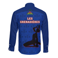 Haiti Football Long Sleeve Button Shirt Les Grenadieres 2023 World Cup Blue Version - Wonder Print Shop