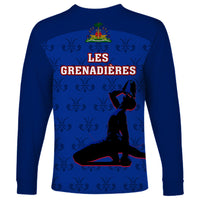 Haiti Football Long Sleeve Shirt Les Grenadieres 2023 World Cup Blue Version - Wonder Print Shop