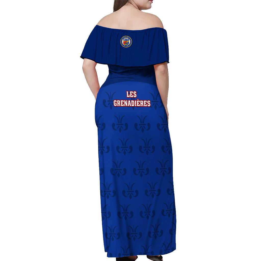 Haiti Football Off Shoulder Maxi Dress Les Grenadieres 2023 World Cup Blue Version - Wonder Print Shop