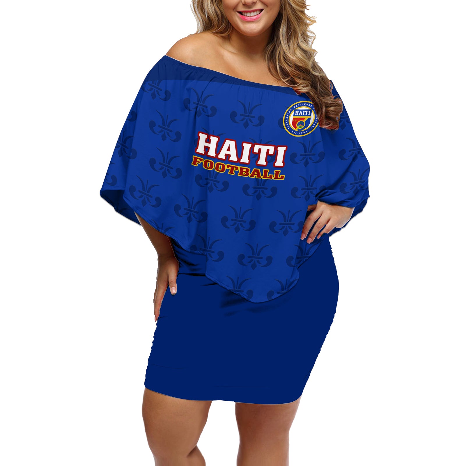 haiti-football-off-shoulder-short-dress-les-grenadieres-2023-world-cup-blue-version