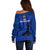 Haiti Football Off Shoulder Sweater Les Grenadieres 2023 World Cup Blue Version - Wonder Print Shop