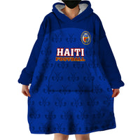 Haiti Football Wearable Blanket Hoodie Les Grenadieres 2023 World Cup Blue Version - Wonder Print Shop