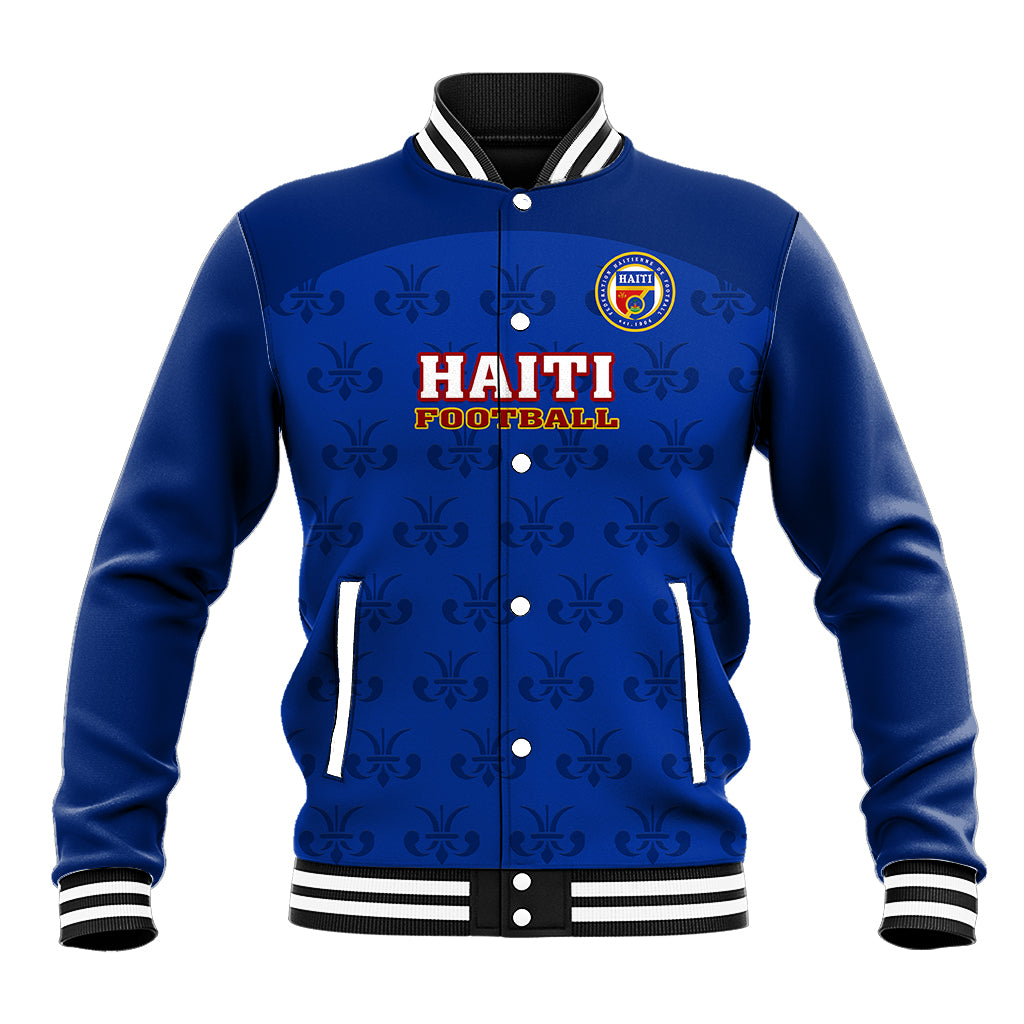 Custom Haiti Football Baseball Jacket Les Grenadieres 2023 World Cup Blue Version - Wonder Print Shop