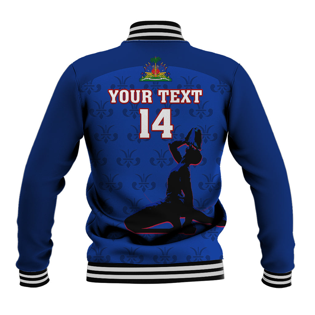 Custom Haiti Football Baseball Jacket Les Grenadieres 2023 World Cup Blue Version - Wonder Print Shop
