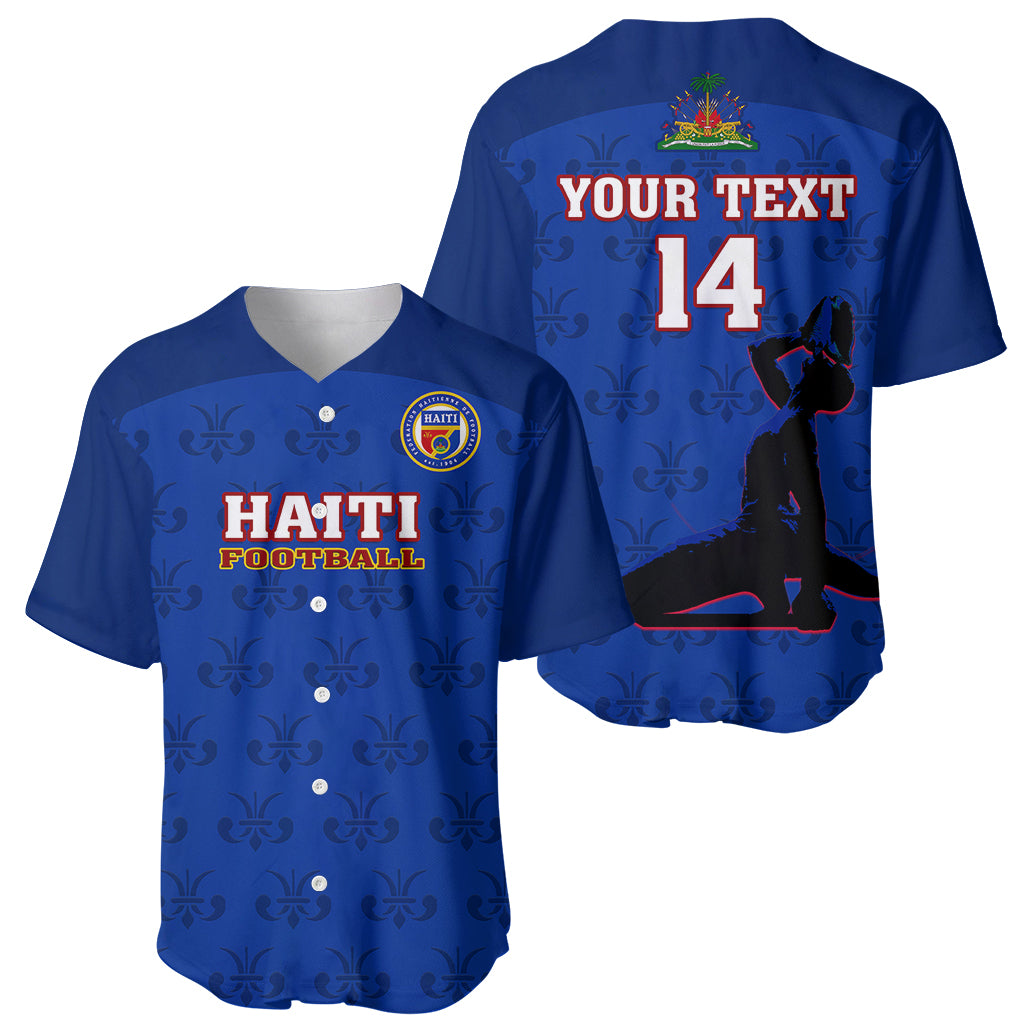 Custom Haiti Football Baseball Jersey Les Grenadieres 2023 World Cup Blue Version - Wonder Print Shop