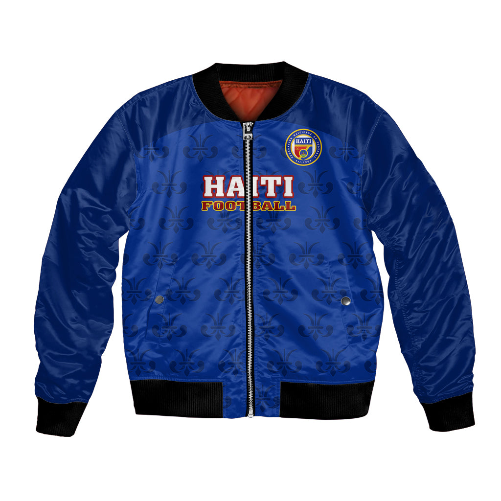 Custom Haiti Football Bomber Jacket Les Grenadieres 2023 World Cup Blue Version - Wonder Print Shop