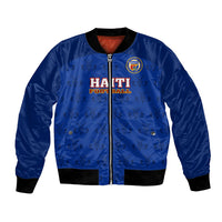 Custom Haiti Football Bomber Jacket Les Grenadieres 2023 World Cup Blue Version - Wonder Print Shop