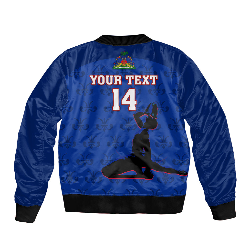 Custom Haiti Football Bomber Jacket Les Grenadieres 2023 World Cup Blue Version - Wonder Print Shop