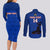 Custom Haiti Football Couples Matching Long Sleeve Bodycon Dress and Long Sleeve Button Shirts Les Grenadieres 2023 World Cup Blue Version - Wonder Print Shop