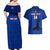Custom Haiti Football Couples Matching Off Shoulder Maxi Dress and Hawaiian Shirt Les Grenadieres 2023 World Cup Blue Version - Wonder Print Shop