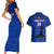 Custom Haiti Football Couples Matching Short Sleeve Bodycon Dress and Hawaiian Shirt Les Grenadieres 2023 World Cup Blue Version - Wonder Print Shop