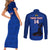 Custom Haiti Football Couples Matching Short Sleeve Bodycon Dress and Long Sleeve Button Shirts Les Grenadieres 2023 World Cup Blue Version - Wonder Print Shop