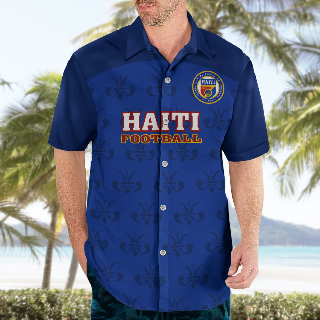 Custom Haiti Football Hawaiian Shirt Les Grenadieres 2023 World Cup Blue Version - Wonder Print Shop