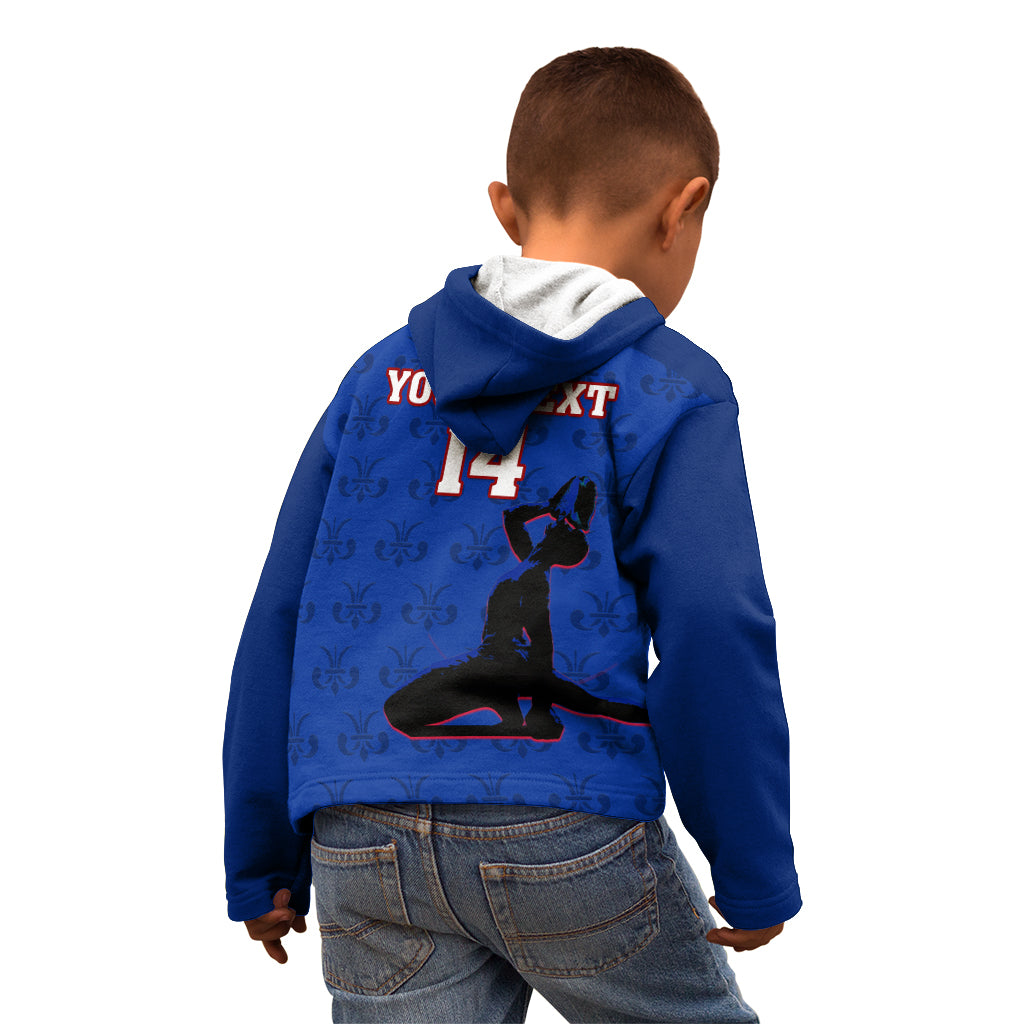 Custom Haiti Football Kid Hoodie Les Grenadieres 2023 World Cup Blue Version - Wonder Print Shop