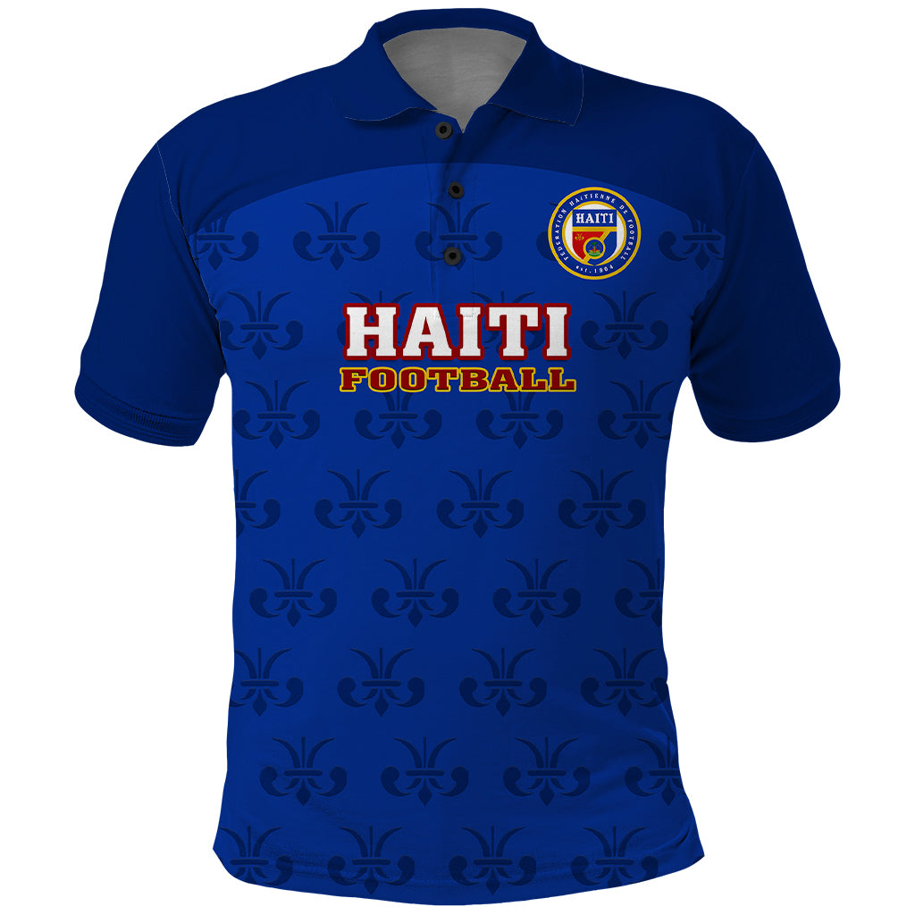 Custom Haiti Football Polo Shirt Les Grenadieres 2023 World Cup Blue Version - Wonder Print Shop