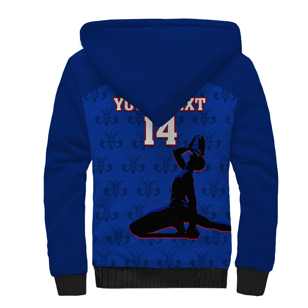 Custom Haiti Football Sherpa Hoodie Les Grenadieres 2023 World Cup Blue Version - Wonder Print Shop