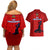 Haiti Football Couples Matching Off Shoulder Short Dress and Hawaiian Shirt Les Grenadieres 2023 World Cup Red Version - Wonder Print Shop