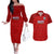 Haiti Football Couples Matching Off The Shoulder Long Sleeve Dress and Hawaiian Shirt Les Grenadieres 2023 World Cup Red Version - Wonder Print Shop