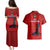 Haiti Football Couples Matching Puletasi Dress and Hawaiian Shirt Les Grenadieres 2023 World Cup Red Version - Wonder Print Shop