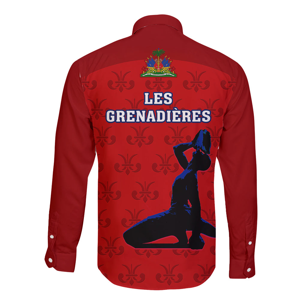 Haiti Football Long Sleeve Button Shirt Les Grenadieres 2023 World Cup Red Version - Wonder Print Shop