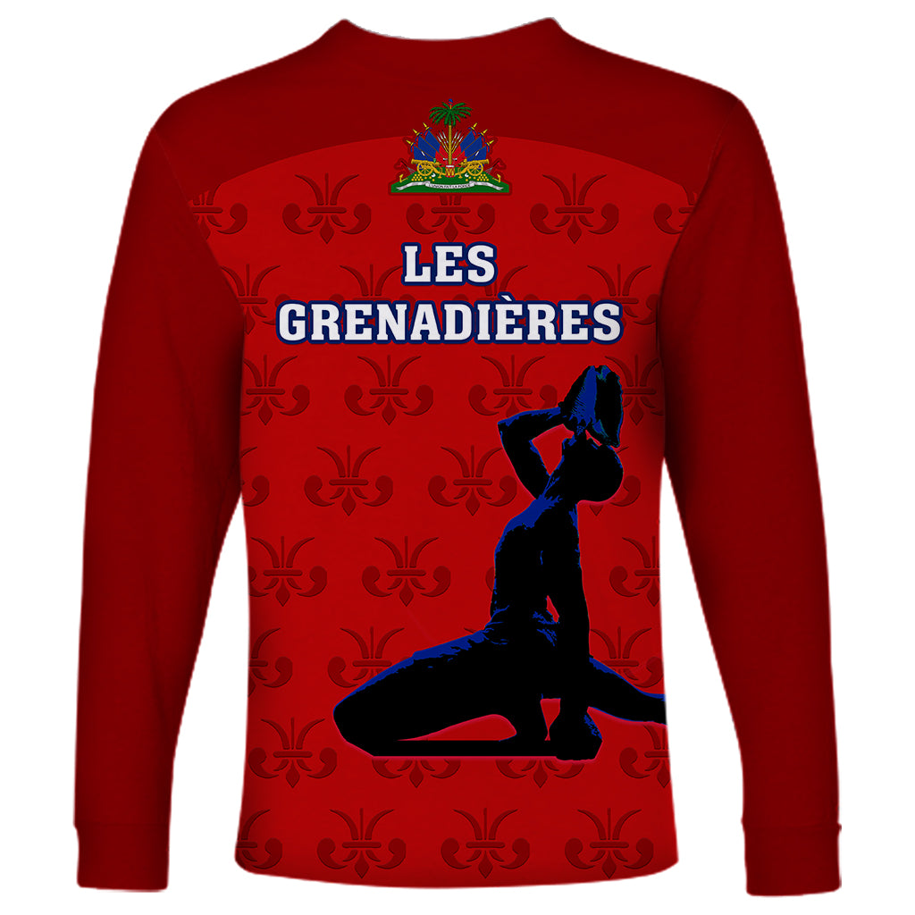 Haiti Football Long Sleeve Shirt Les Grenadieres 2023 World Cup Red Version - Wonder Print Shop