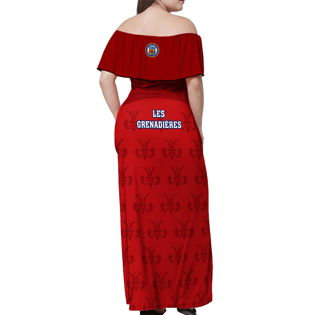 Haiti Football Off Shoulder Maxi Dress Les Grenadieres 2023 World Cup Red Version - Wonder Print Shop