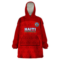 Haiti Football Wearable Blanket Hoodie Les Grenadieres 2023 World Cup Red Version - Wonder Print Shop