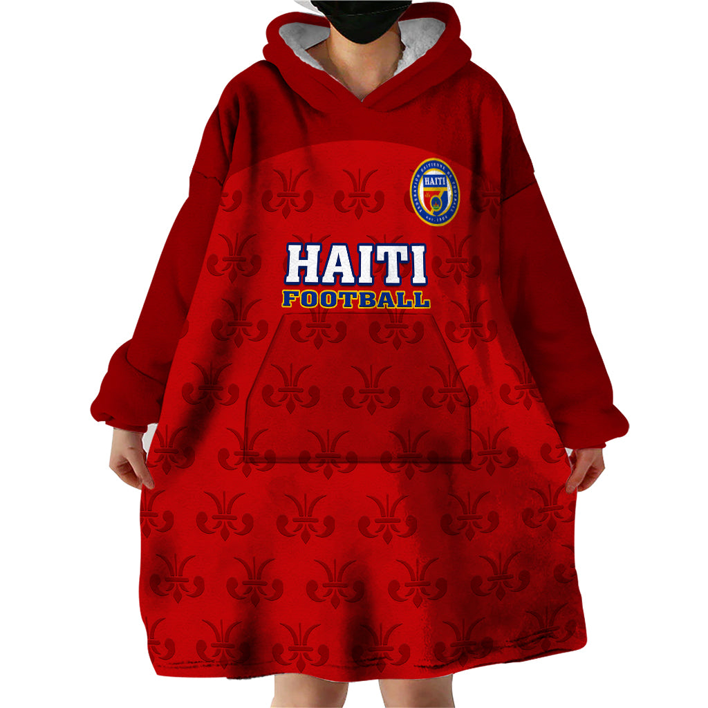 Haiti Football Wearable Blanket Hoodie Les Grenadieres 2023 World Cup Red Version - Wonder Print Shop