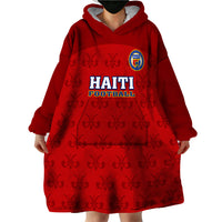 Haiti Football Wearable Blanket Hoodie Les Grenadieres 2023 World Cup Red Version - Wonder Print Shop