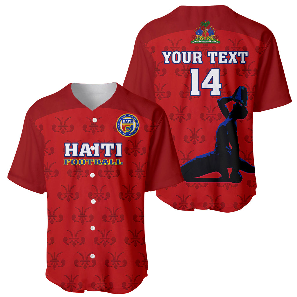 Custom Haiti Football Baseball Jersey Les Grenadieres 2023 World Cup Red Version - Wonder Print Shop