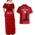 Custom Haiti Football Couples Matching Off Shoulder Maxi Dress and Hawaiian Shirt Les Grenadieres 2023 World Cup Red Version - Wonder Print Shop