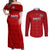 Custom Haiti Football Couples Matching Off Shoulder Maxi Dress and Long Sleeve Button Shirts Les Grenadieres 2023 World Cup Red Version - Wonder Print Shop