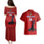 Custom Haiti Football Couples Matching Puletasi Dress and Hawaiian Shirt Les Grenadieres 2023 World Cup Red Version - Wonder Print Shop