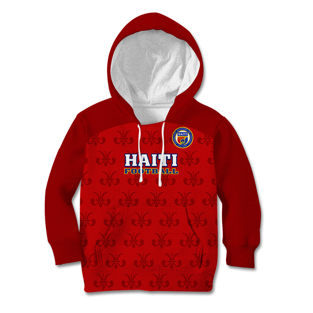 Custom Haiti Football Kid Hoodie Les Grenadieres 2023 World Cup Red Version - Wonder Print Shop