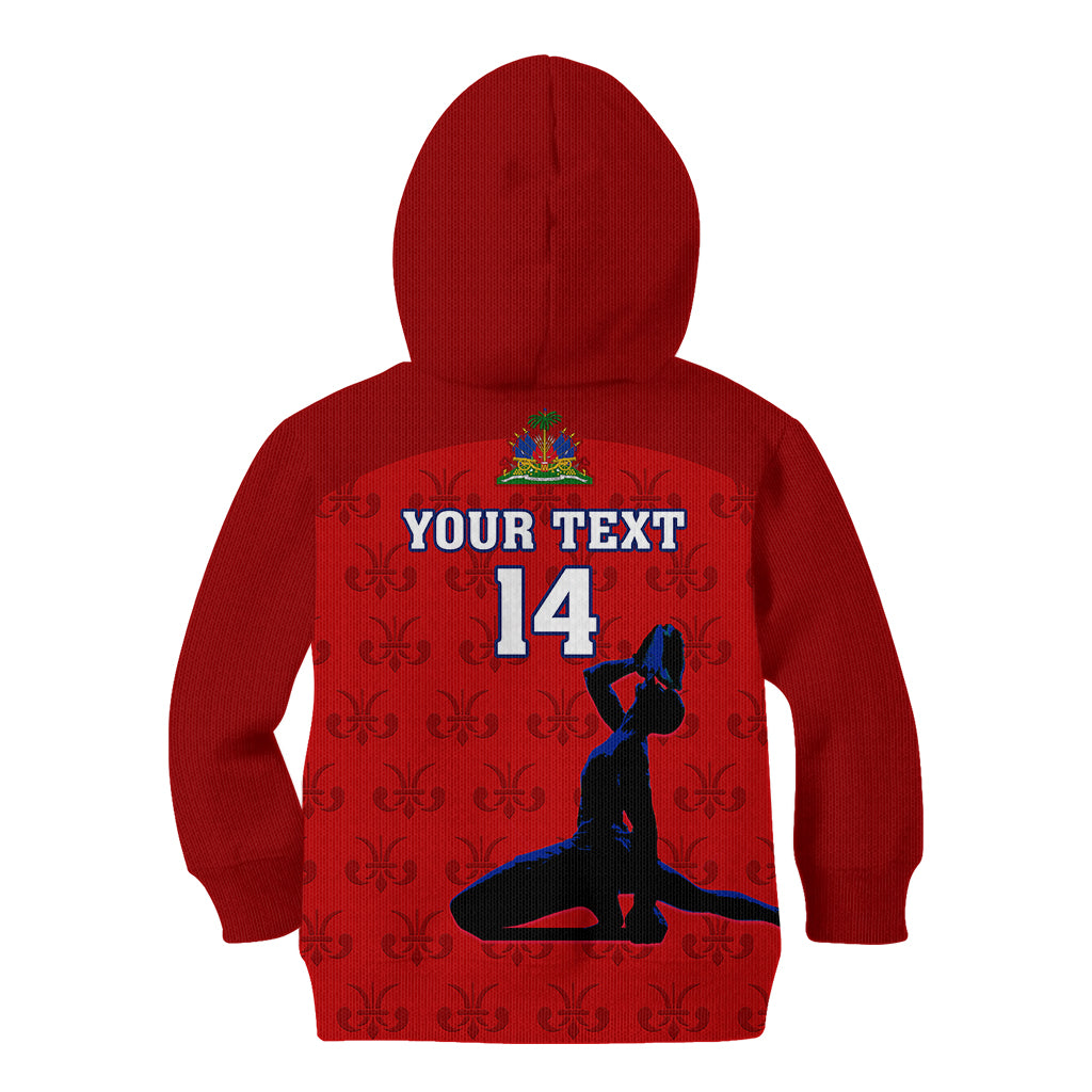 Custom Haiti Football Kid Hoodie Les Grenadieres 2023 World Cup Red Version - Wonder Print Shop